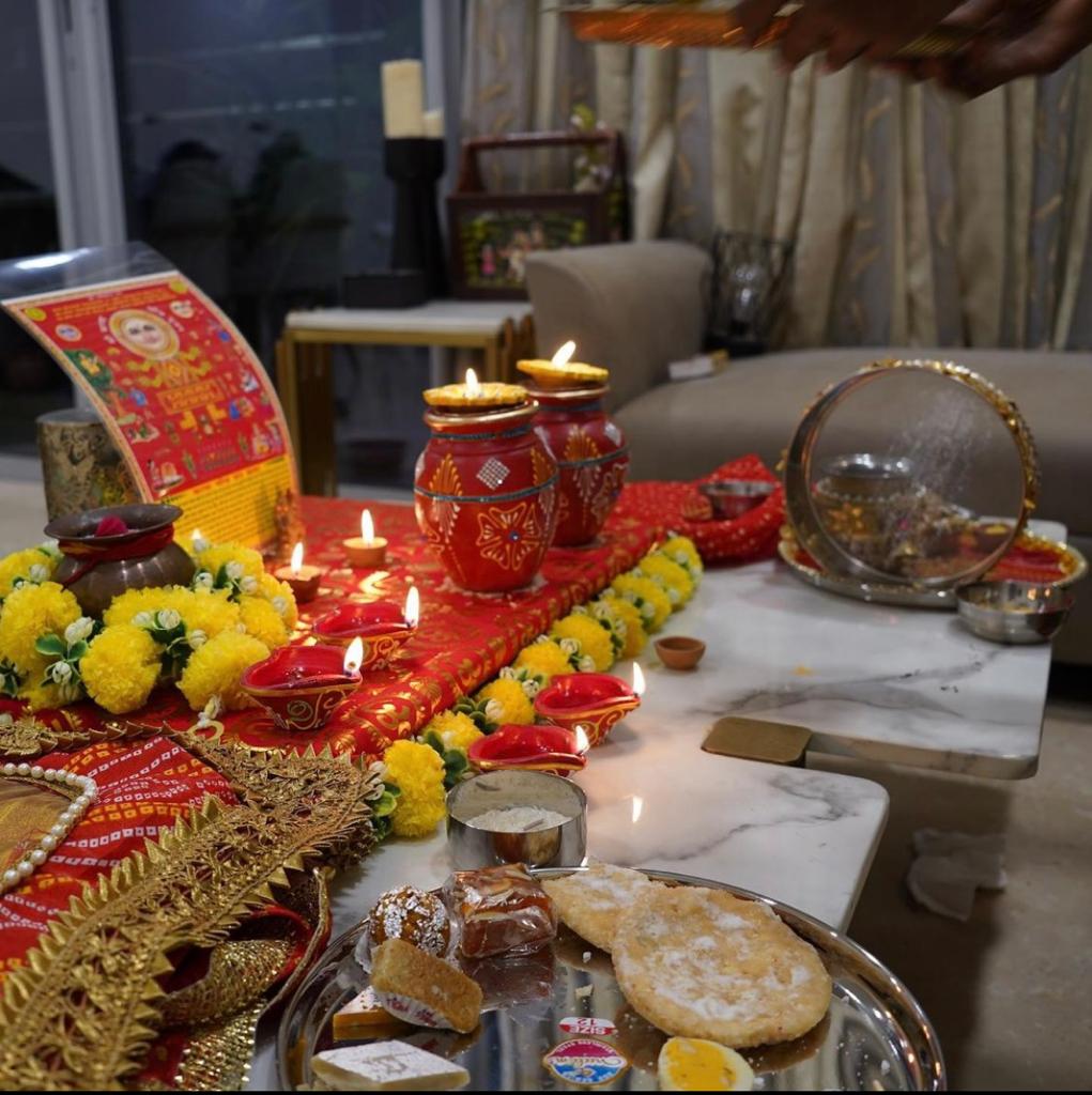 charu asopa karwa chauth look